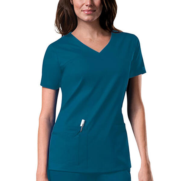 Womens Cherokee Core Stretch V-Neck Top - Caribbean Blue - image 