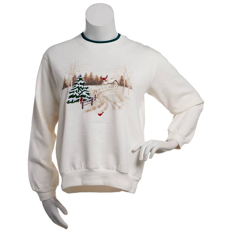Womens Top Stitch by Morning Sun Winter Cardinal Sweatshirt