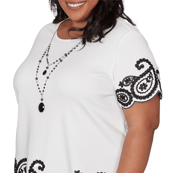 Plus Size Alfred Dunner Crowd Pleaser Scalloped Paisley Blouse