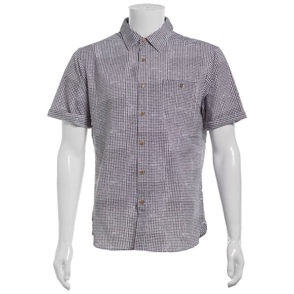 Mens Campia Short Sleeve Poly Spandex Button Down Shirt - Black - image 