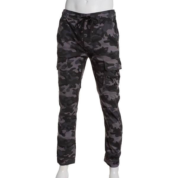 Young Mens Akademiks Camo Stretch Cargo Twill Joggers - image 