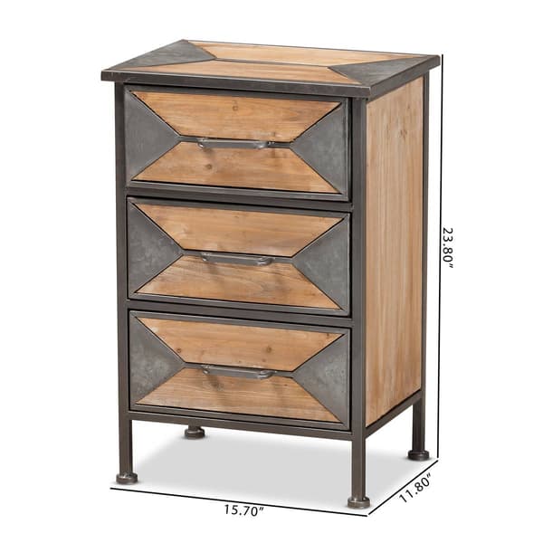 Baxton Studio Laurel Oak Brown Finished Wood 3-Drawer Nightstand