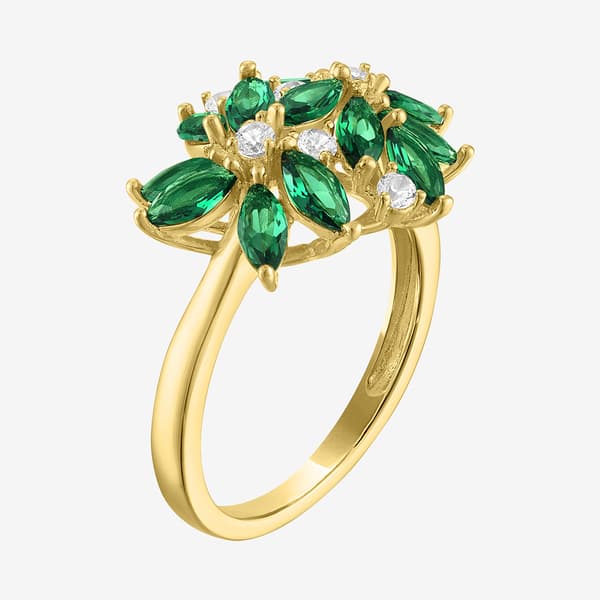 Gemstone Classics™ Lab Grown White Sapphire & Emerald Floral Ring