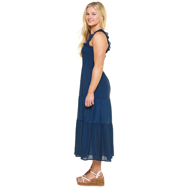 Juniors Love Tree Smocked Bodice Tier Gauze Maxi Dress