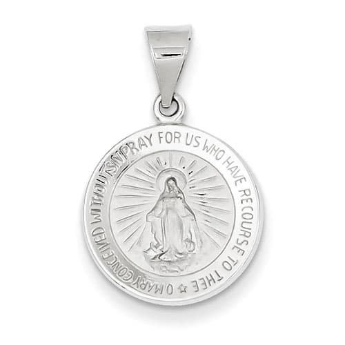Unisex Gold Classics&#40;tm&#41; 14kt. White Gold Mary Circle Pendant - image 