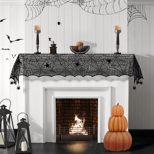 Threadmade Crawling Halloween Spider Lace Table Runner
