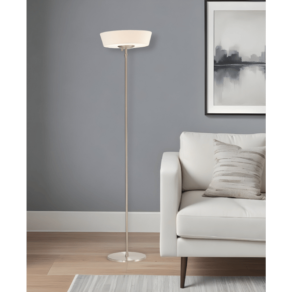 HomeRoots 71in. Brushed LED Torchiere Floor Lamp