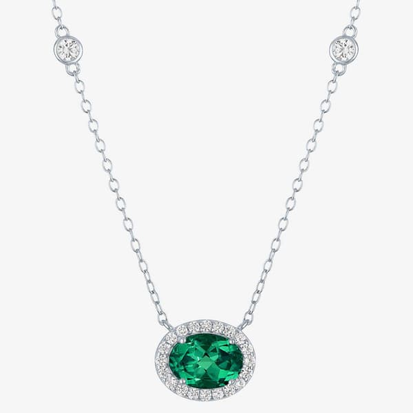 Nova Star(R) Lab Grown Emerald & Lab Grown White Sapphire Necklace - image 