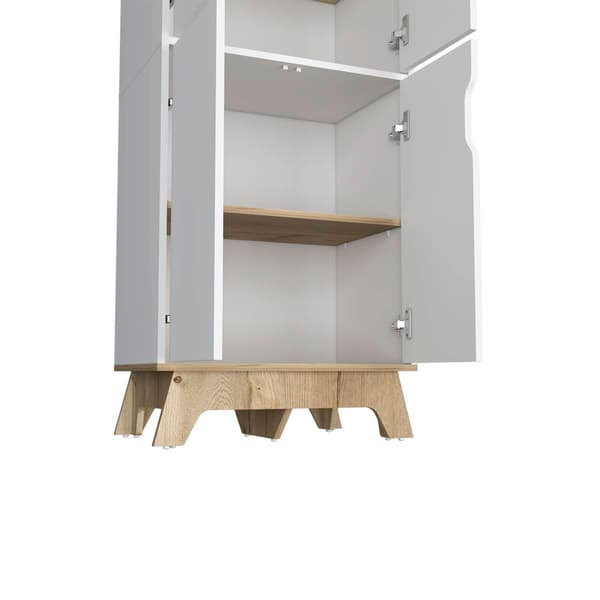 FM FURNITURE Zurich White Double Kitchen Pantry