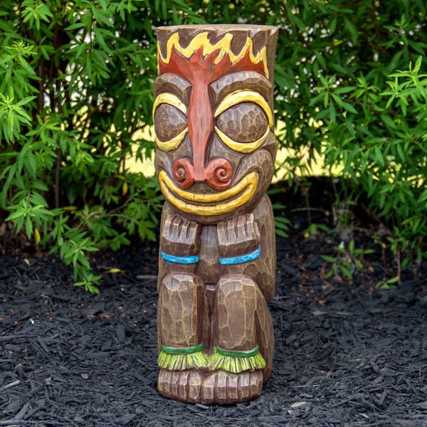 Northlight Seasonal Solar Polynesian Fire Tiki Statue