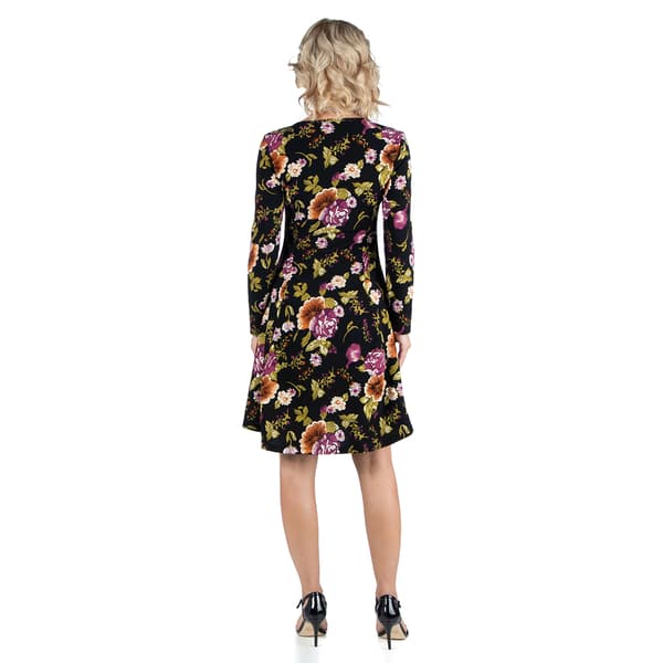 Plus Size 24/7 Comfort Apparel Floral Maternity Fit & Flare Dress