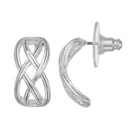 Napier Silver-Tone C Hoop Pierced Post Earrings