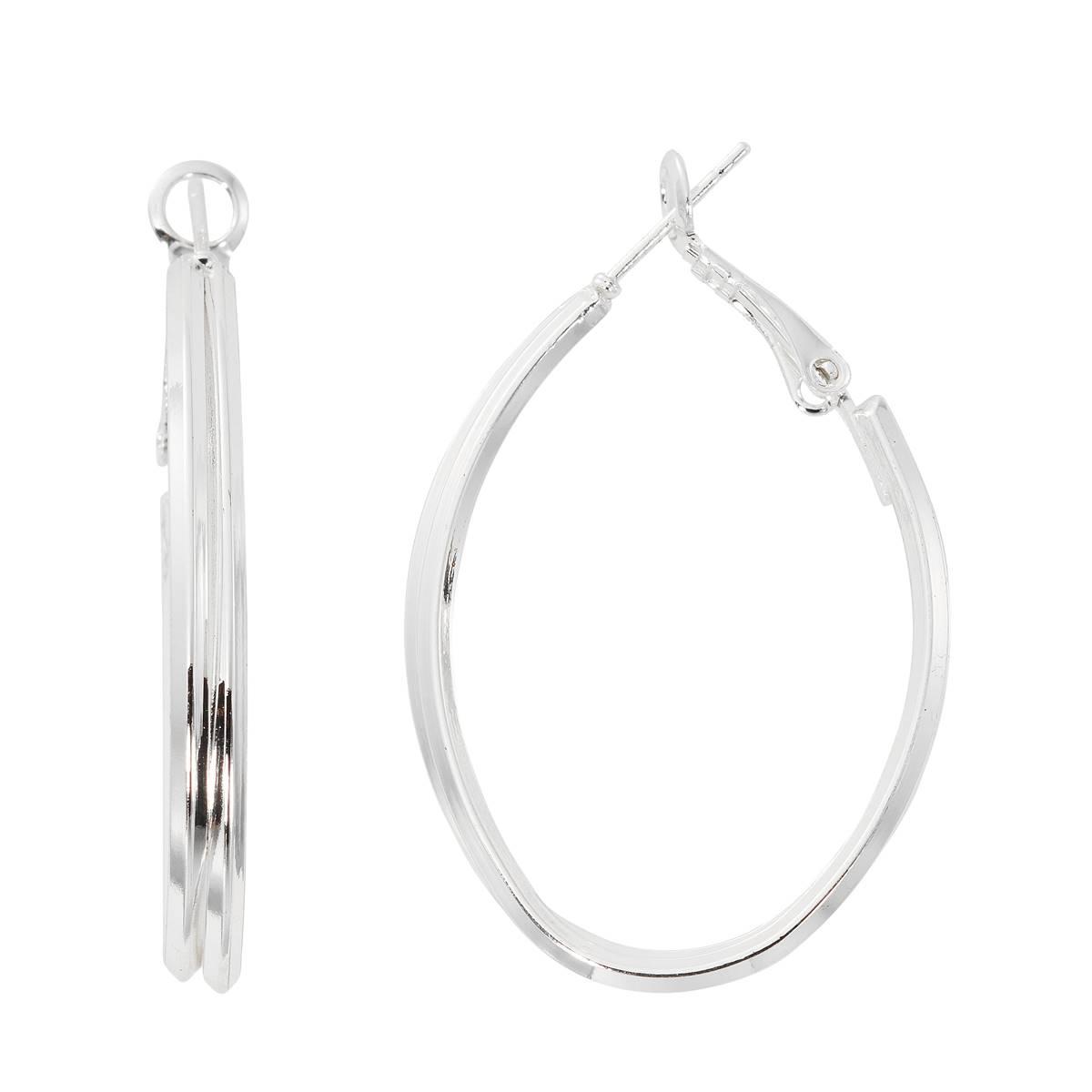 Danecraft Silver-Tone 38mm Oval Hoop Earrings
