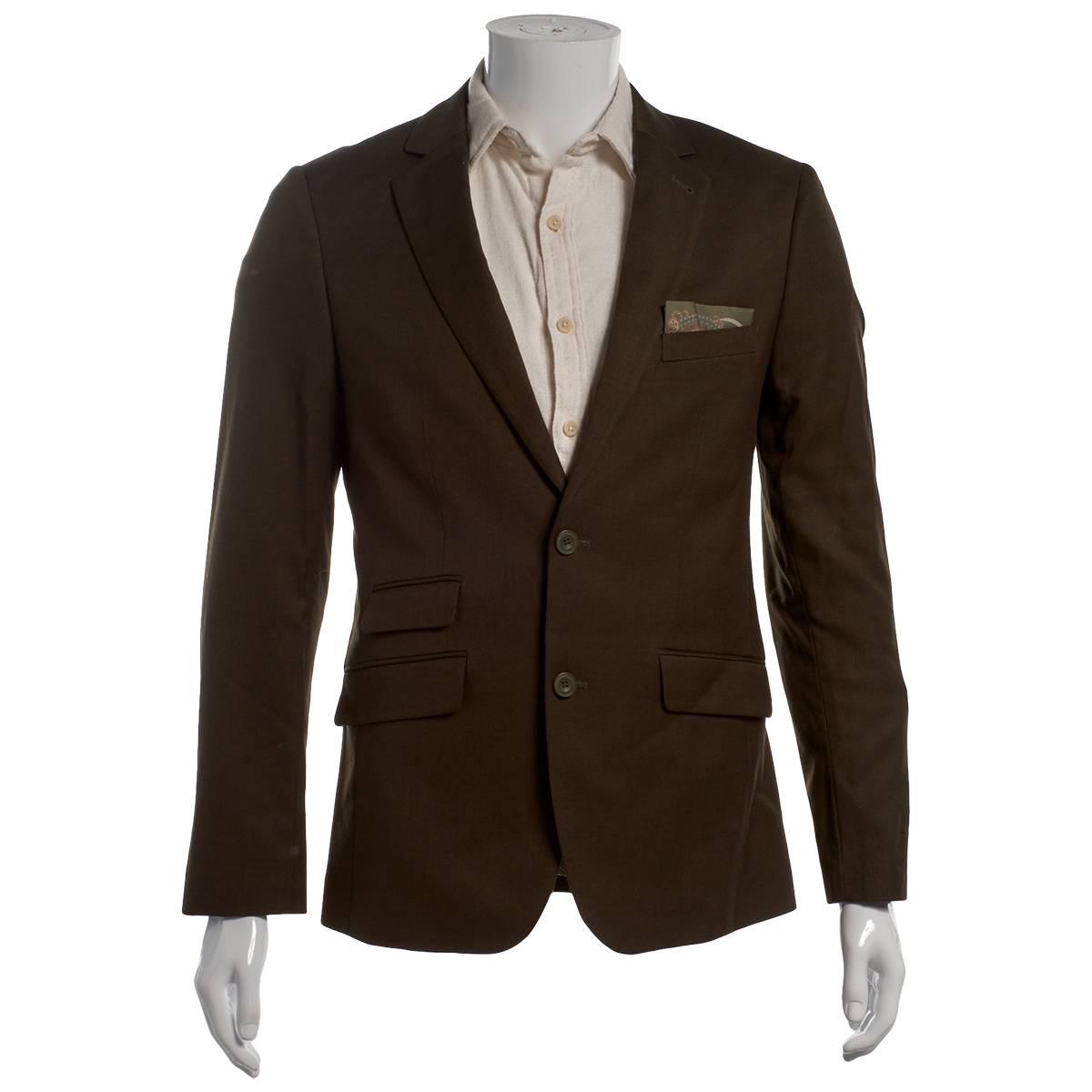 Mens Paisley & Gray Solid Notch Jacket - Army Green