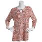 Plus Size Emily Daniels 3/4 Sleeve Foil Print Bar Neck Knit Tunic - image 1