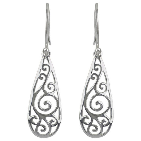 Sterling Silver Filigree Teardrop Earrings - image 