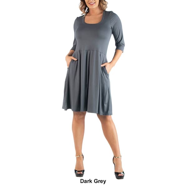 Plus Size 24/7 Comfort Apparel Elbow Sleeve Pocket Shift Dress