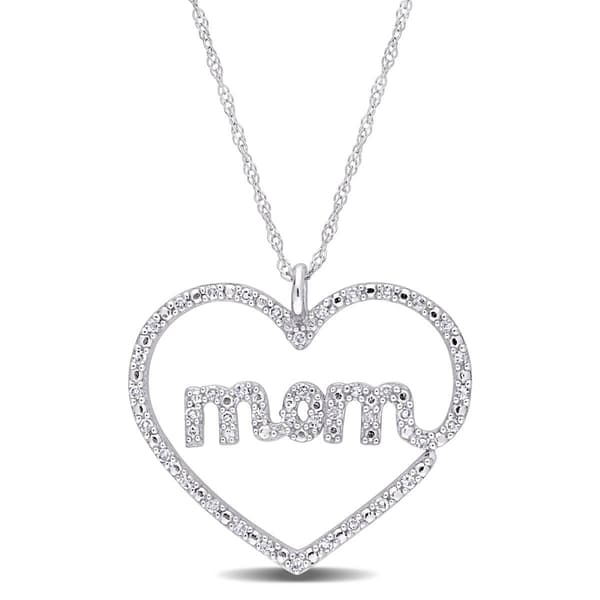 Sophia B 10kt. White Gold 1/5ct. Diamond Mom Heart Pendant - image 
