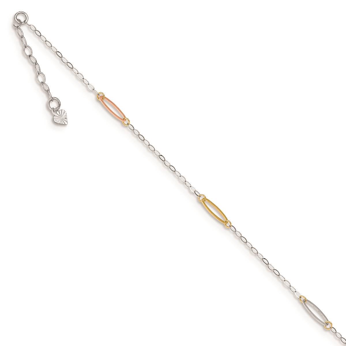Gold Classics™ 14kt. Gold Tri-Color Oval Link 9in. Anklet