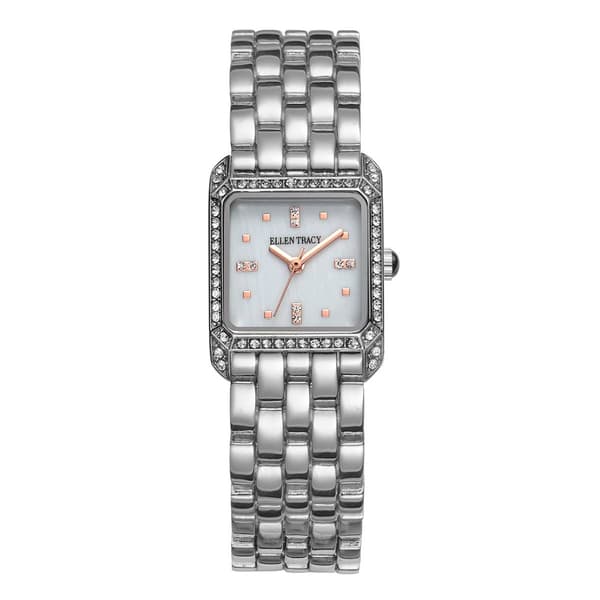 Womens Ellen Tracy Silver-Tone Square Bracelet Watch - ET5457SL - image 