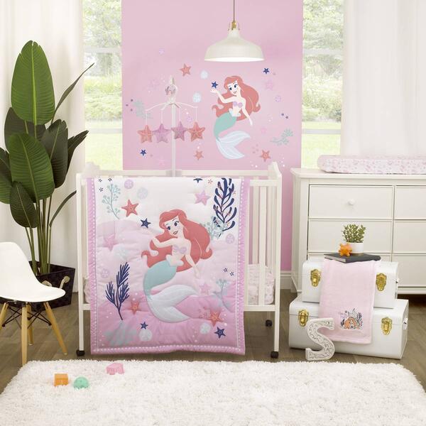 Disney 3pc. The Little Mermaid Ariel Cute by Nature Mini Crib Set - image 