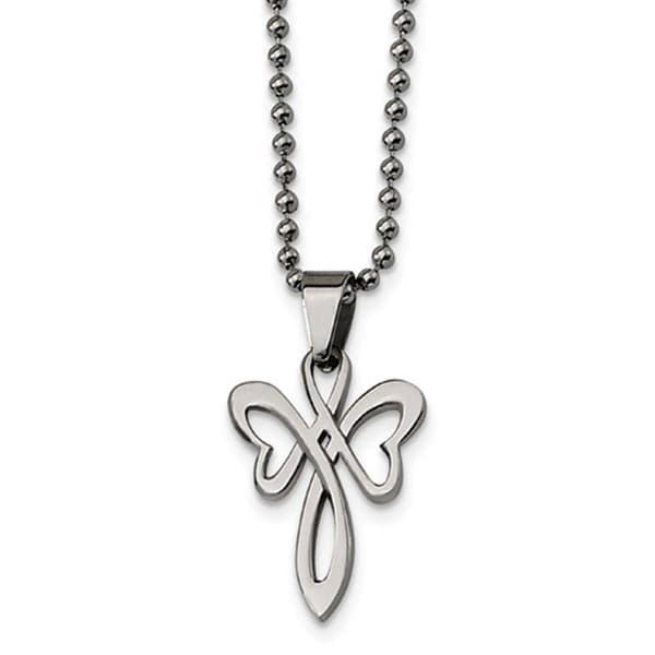 Mens Gentlemens Classics&#40;tm&#41; Unique Stainless Steel Cross Necklace - image 