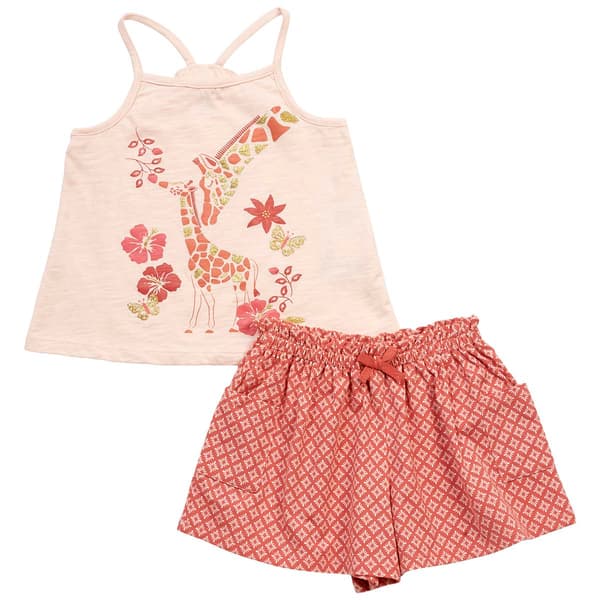 Girls (4-6x) Kids Headquarters(R) Floral Giraffe Tank & Short Set - image 