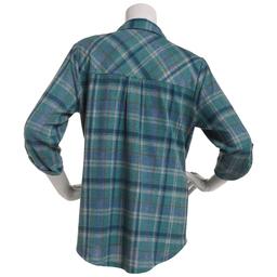 Plus Size Emily Daniels 3/4 Sleeve Plaid Hacci Blouse- Green/Blue