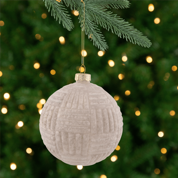 Northlight White Geometric Glass Ball Christmas Ornament
