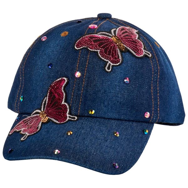 Womens Madd Hatter Butterfly Bling Baseball Hat - image 