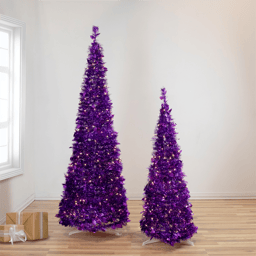 Northlight 6ft. Pre-Lit Purple Tinsel Pop-Up Christmas Tree