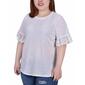 Plus Size NY Collection Ruffle Short Sleeve Scoop Solid Knit Tee - image 3