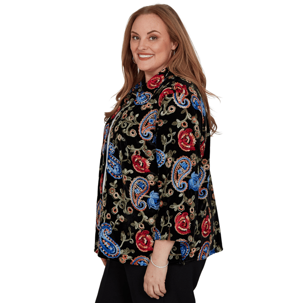 Plus Size Alfred Dunner Dinner Theater Paisley Two in One Blouse