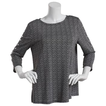 Womens Zac & Rachel 3/4 Sleeve Button Detail Dot Tunic - Boscov's