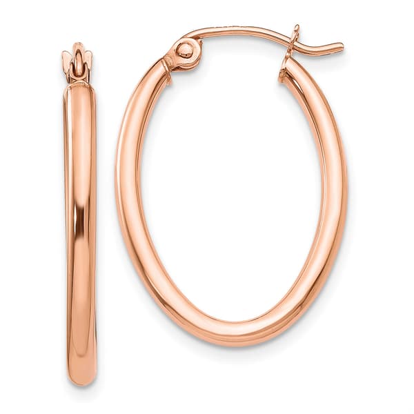 Gold Classics&#40;tm&#41; 14k Rose Gold Oval 26x17mm Hoop Earrings - image 
