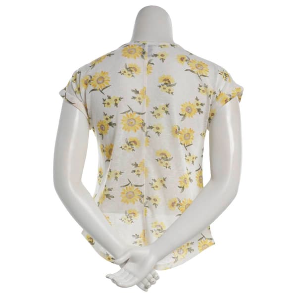Plus Size Architect® Short Sleeve Split Neck Sunflower Tee