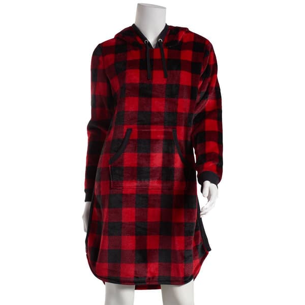 Womens Goodnight Kiss Buffalo Check Hooded Nightshirt - image 