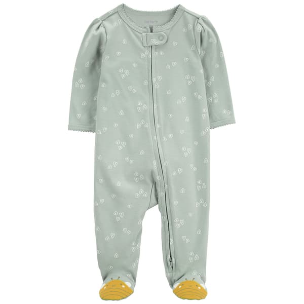 Baby Girl &#40;NB-9M&#41; Carters&#40;R&#41; Hearts and Bee Foot Art Sleep N Play - image 