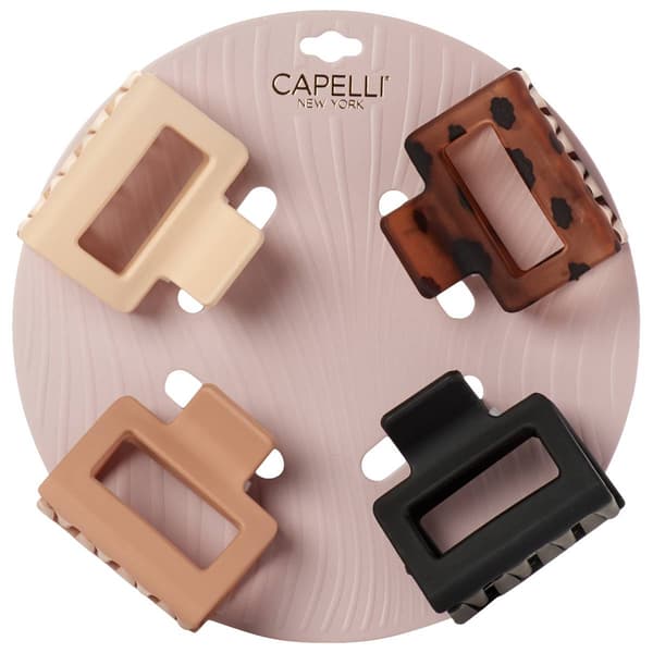 Womens Capelli New York 4pk Neutral Rectangle Claw Clips