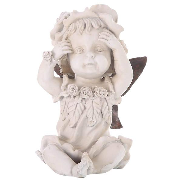 Hi-Line Gift Baby Fairy w/ Hands on Her Face Garden Statue - image 