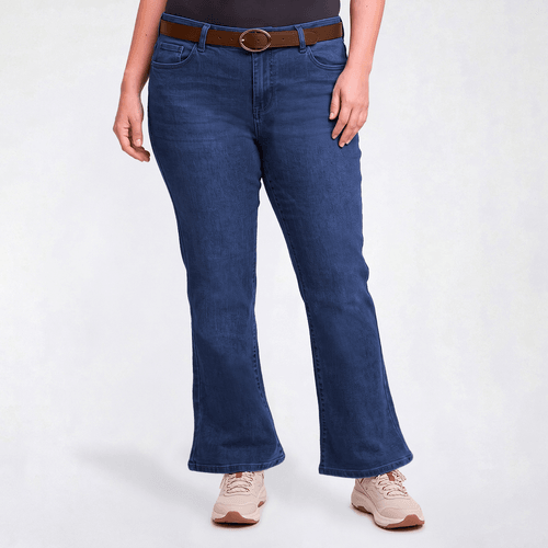 Plus Size Bleu Denim High Rise Bootcut And Flap Back Pocket Jeans - image 