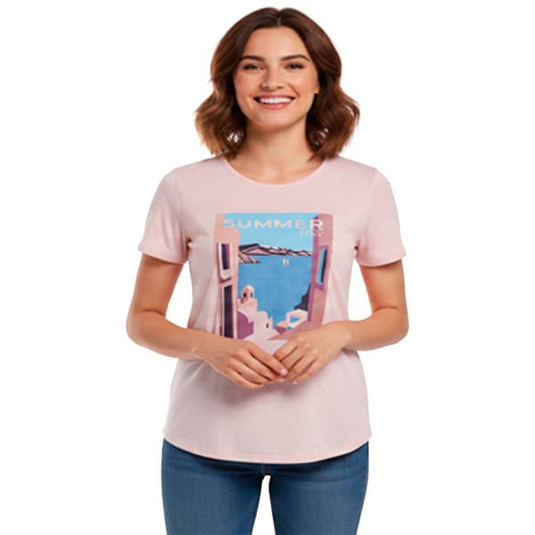 Petite Hasting & Smith Short Sleeve Crinkle Summer Vacation Tee - image 