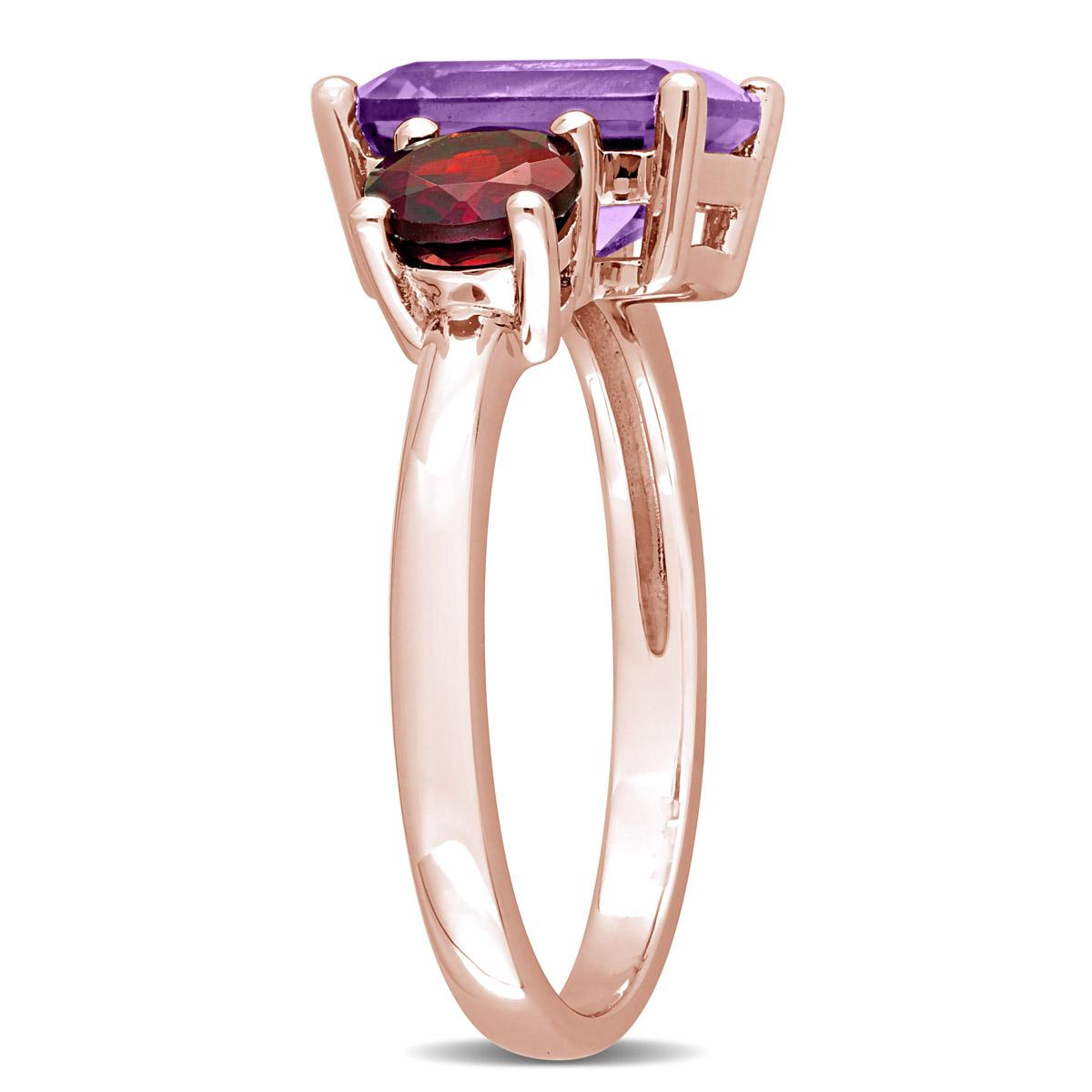 Gemstones Classics™ Rose Gold Plated Amethyst & Garnet Ring