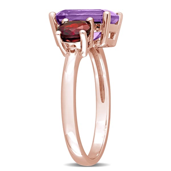 Gemstones Classics™ Rose Gold Plated Amethyst & Garnet Ring