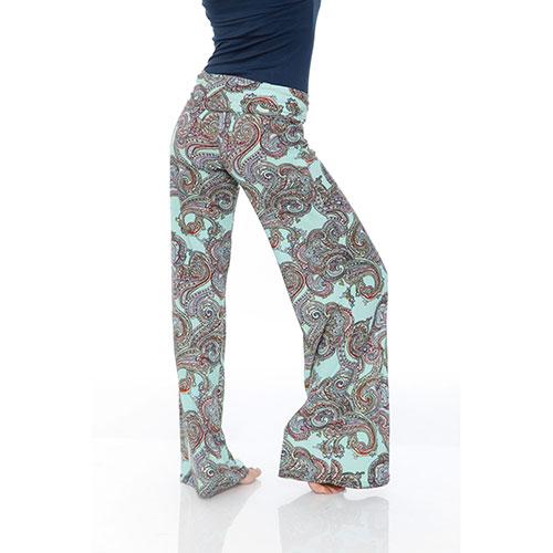 Womens White Mark Light Green Printed Palazzo Pants