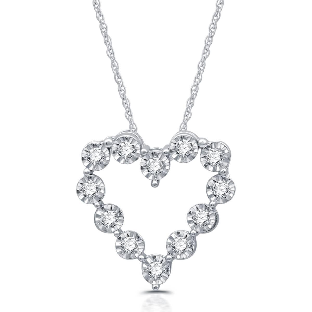 Nova Star® Sterling Silver Lab Grown Diamond Heart Pendant
