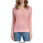 Womens Calvin Klein Long Sleeve V-Neck Open Stitch Stripe Sweater - image 4