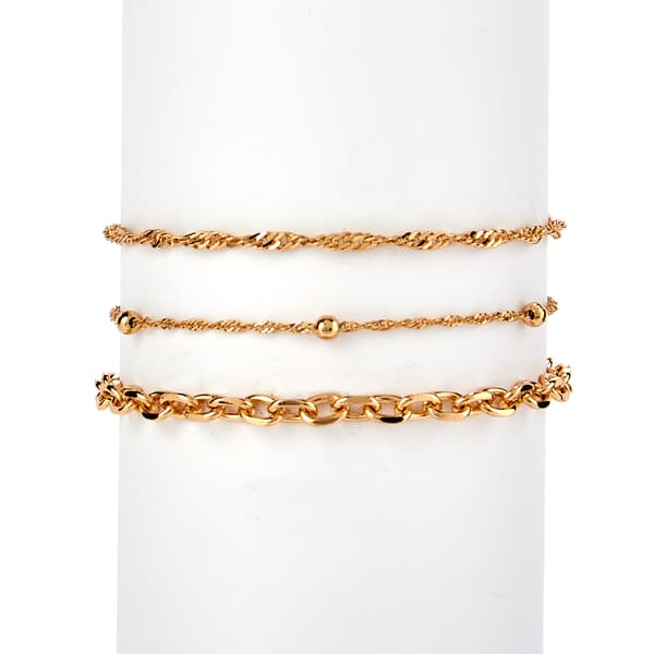 Design Collection Gold Plated Singapore Station Rolo Bracelet Set - image 