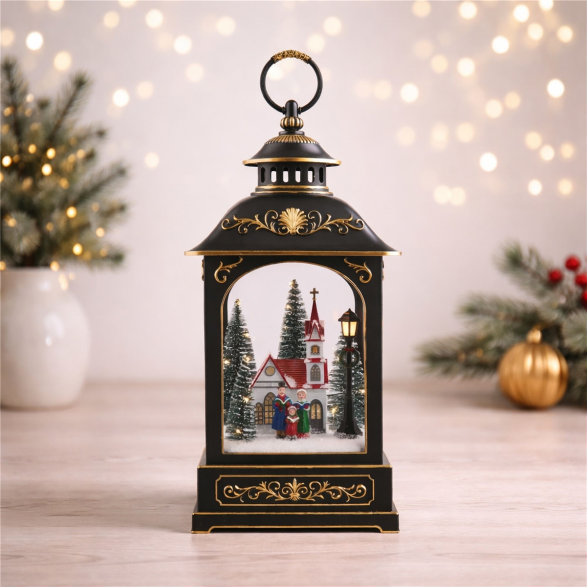 Melrose 17.5in. LED Lantern Scene with Church & Carolers