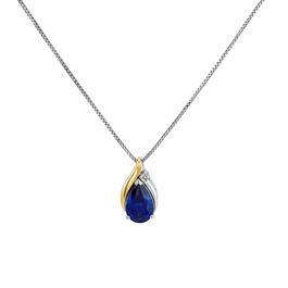Gemstone Classics&#40;tm&#41; Lab Created Sapphire 10ky & Silver Pendant